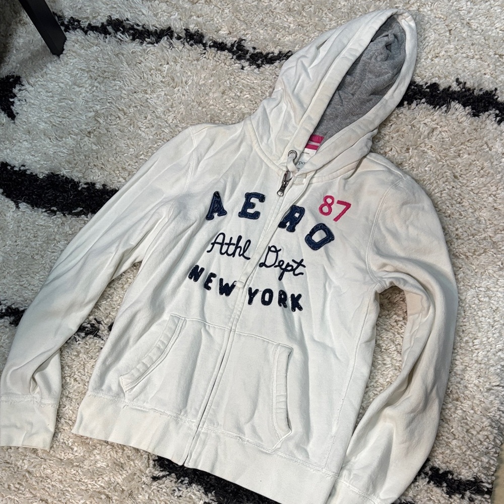 Aeropostale White Hoodie Jacket